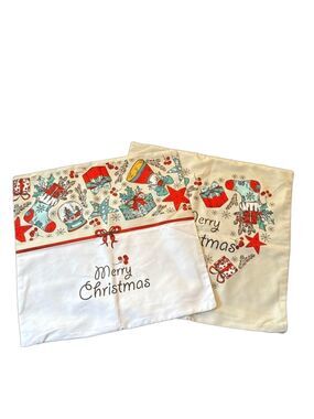New Set of 2 Christmas Throw Pillow Covers. Zip Closure